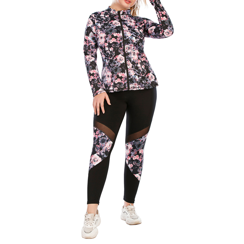 Τρία κομμάτια floral u-shape yoga σετ