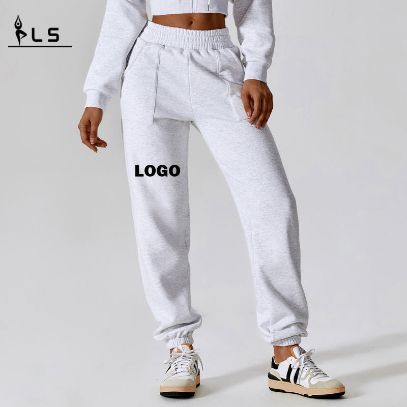 SC10114 Γυναίκες Fleece Elastic Waist Warm Loose Jogger Winter Sweatpants Sports Thermal Running Pants