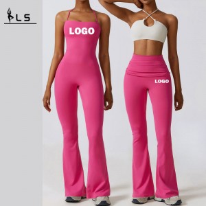 SC10710 Ανοίξτε πίσω σέξι ένα κομμάτι χορευτικό Γιόγκα Γυμναστήριο Φορέστε πίσω halter λαιμό γυναίκες jumpsuits γυμναστήριο romper