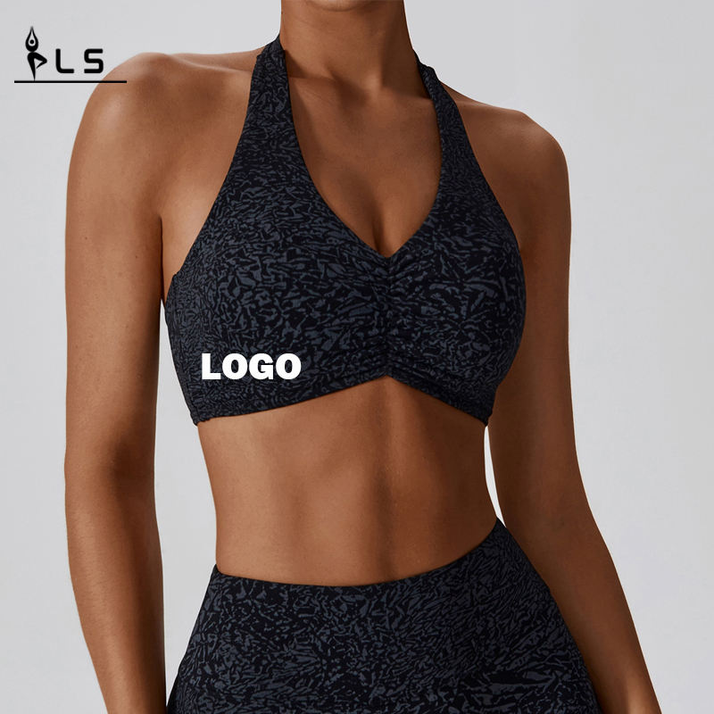 SC10133 78% νάιλον και 22% Spandex Halter αναπνέει γρήγορο ξηρό ξηρό γυμναστήριο γυμναστήριο Γιόγκα Φορέστε σπορ σουτιέν για γυναίκες