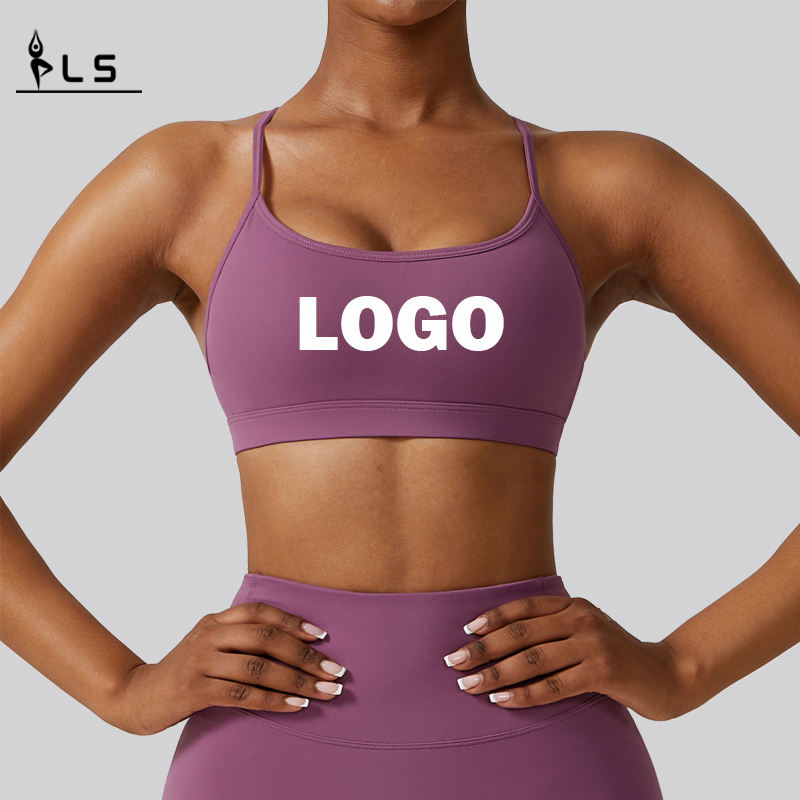 SC10168 Soft Support Compression Yoga Sexy Sports Bra Cross Back Yoga Sports Bra High Impact