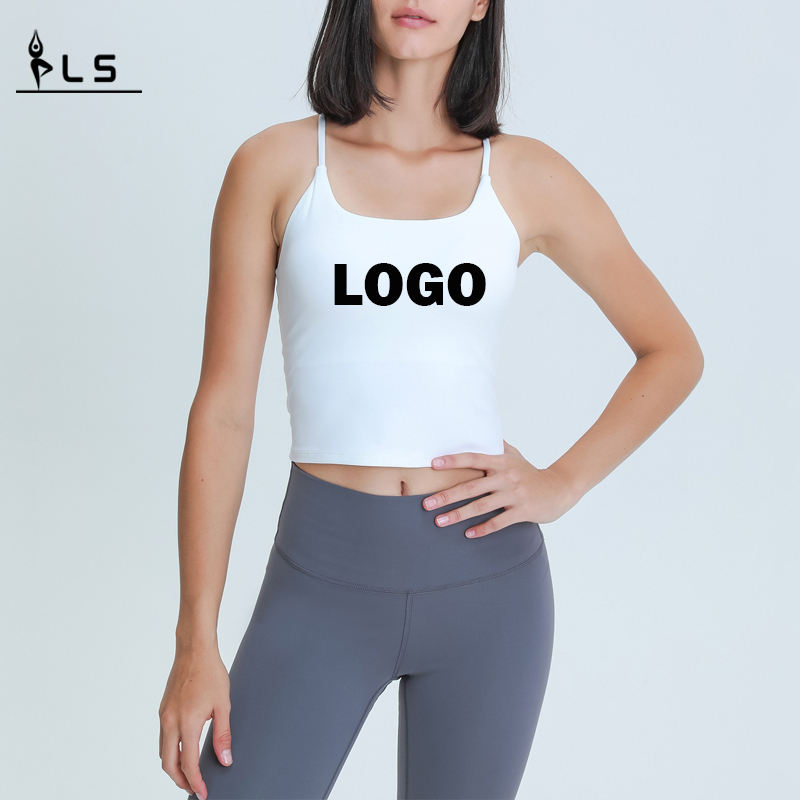 SC10259 Γρήγορη ξηρή τοποθετημένη δεξαμενή Top Gym Sports Sports Yoga Compressed Yoga Tank Tops με μαξιλάρια
