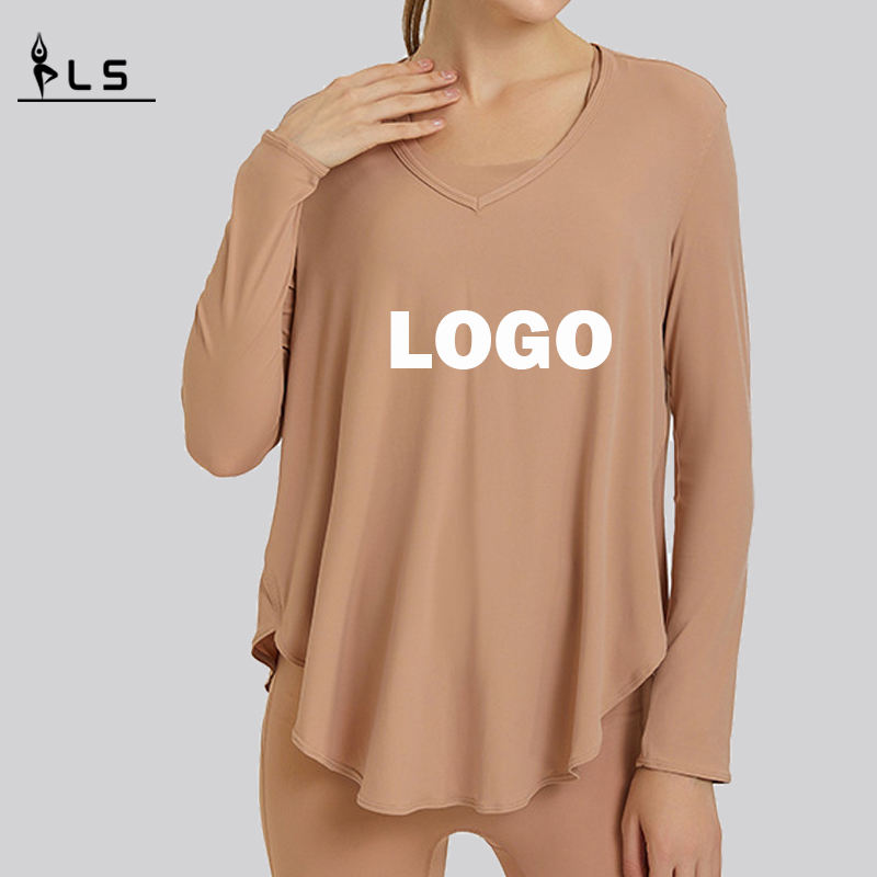 SC10272 T-shirt χαλαρή casual γυμναστήριο Γιόγκα μακρύ μανίκι κορυφή γιόγκα μακρύ μανίκι Γυναίκες