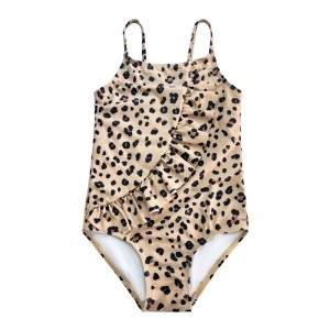 Halter ένα κομμάτι Flouncy Leopard Print